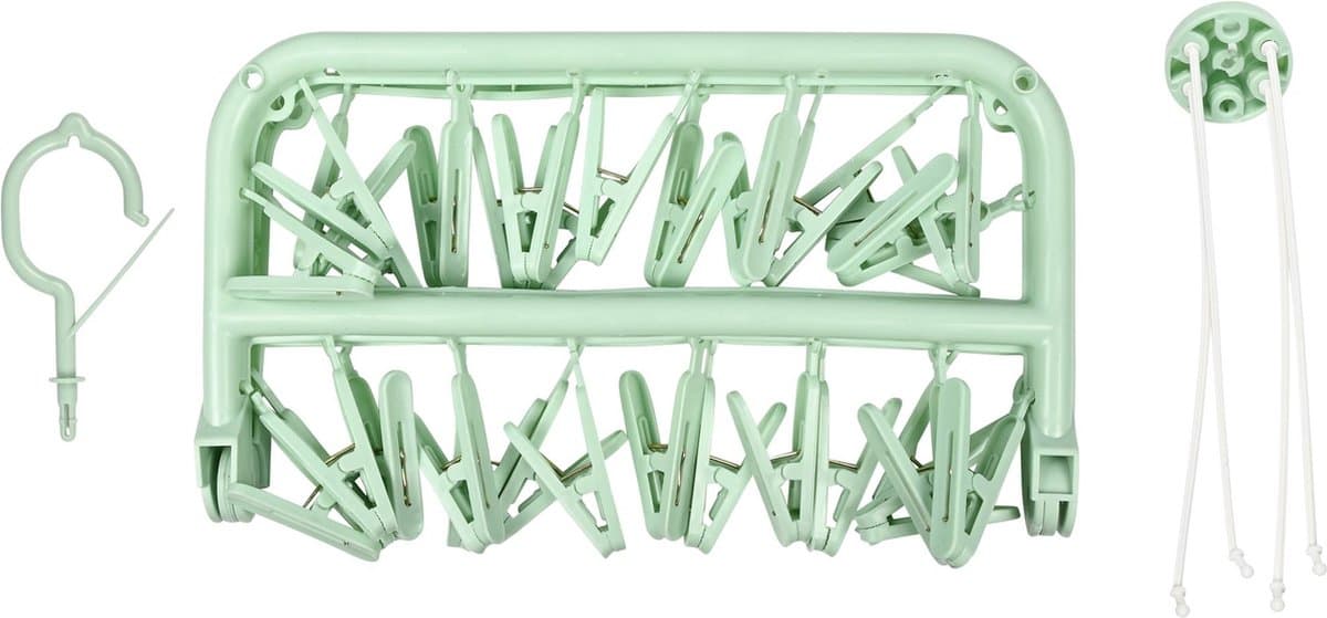 Benson Droogcarrousel - groen - kunststof - 32 clips/knijpers - 30 x 40 cm - droogmolen — afbeelding 1