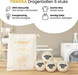 Drogerballen 6 stuks – 100% Nieuw-Zeelandse Schapenwol – Herbruikbare Wasdrogerballen – Verkort Droogtijd & Bespaart Energie – Antistatisch, Natuurlijke Wasverzachter – Inclusief Opbergzakje — thumbnail 2