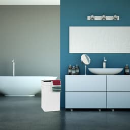 2x wasmand bamboe - wasbox opvouwbaar - 70L - vierkant - 63x36x36 cm - grijs — thumbnail 2