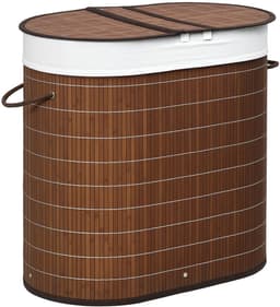 Pugsdrly Wasmand wasbak, inhoud 100 l, afneembaar deksel, 38 cm x 38 cm x 57 cm, bruin — thumbnail 5