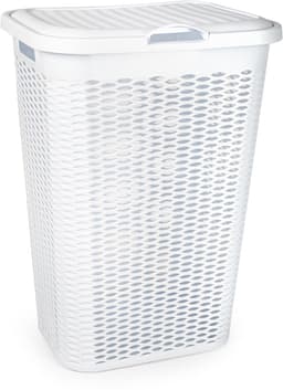 Plasticforte Wasmand Ventilation - 2x - met deksel - wit - kunststof - 51 liter - 43 x 35 x 61 cm - Badkamer - Wasgoed - Nieuw design - Zeer stevig — thumbnail 2
