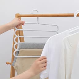 Twee witte multifunctionele broekrekken met vijf lagen, 5-laags hangende broekrekken, sjaalrekken, sjaalhangers en stropdashangers — thumbnail 2