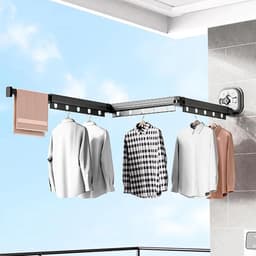 Ruimtebesparend Wandgemonteerd Kleding Droogrek - Uittrekbaar en Opvouwbaar voor Balkon en Wasruimte (Driehoekig Grijs) — thumbnail 4