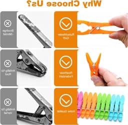 Wasknijpers Set - Kunststof - Windbestendig en Kleurrijk - Inclusief Ophangmanden - Voor Kleding en Sokken — thumbnail 4