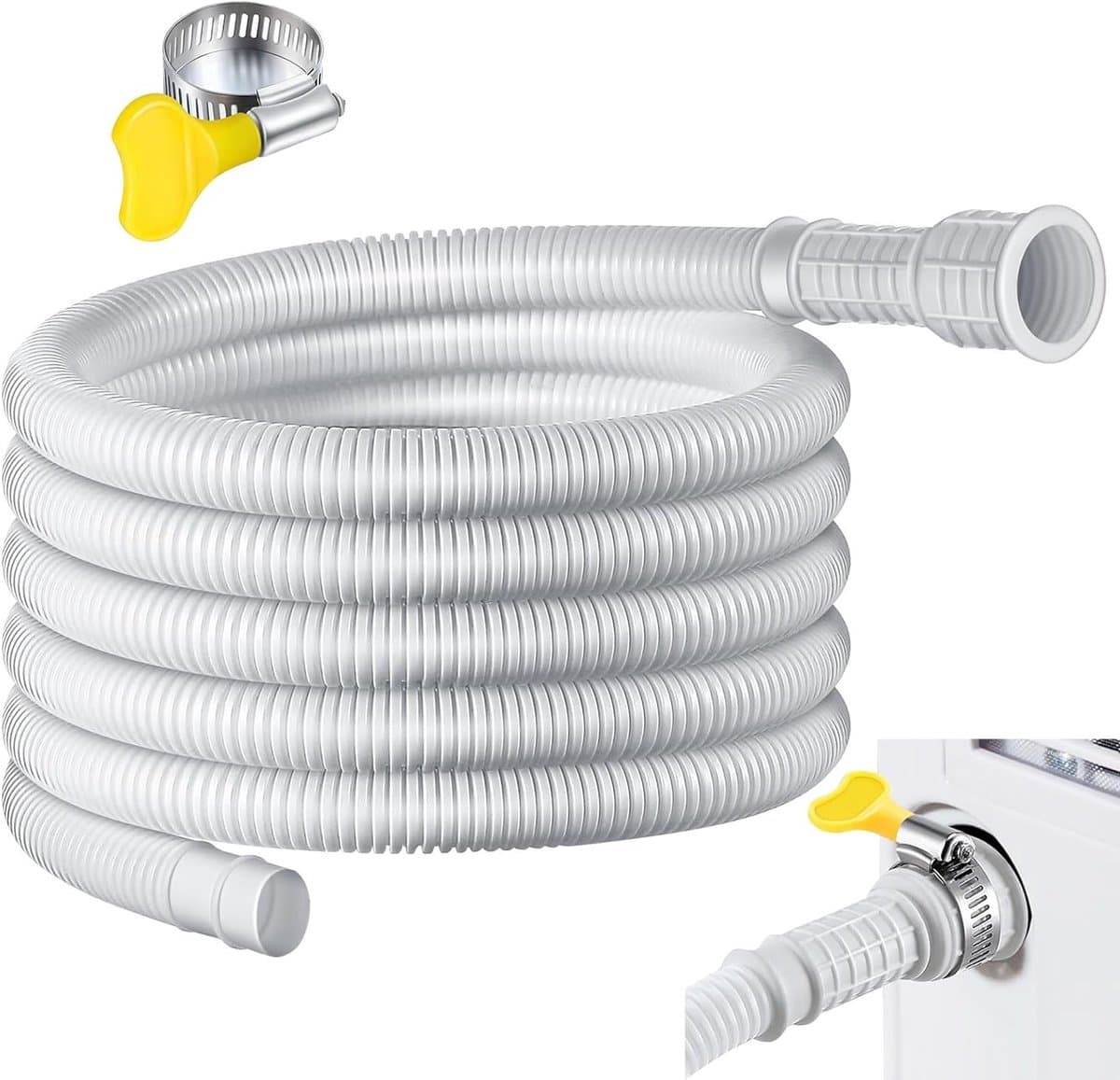 Flexibele afvoerslang voor airconditioning en ontvochtiger met aanpasbare rubberen adapter en kniptang — afbeelding 1