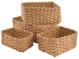5 stuks gevlochten papierkoord opbergmandjes – Stapelbaar, voor badkamer, keuken, woonkamer — thumbnail 1