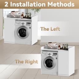 Wasmachinekast, 96 x 66 x 96 cm, bovenbouwkast, wasmachine of wasdroger, moderne ombouwkast, kast voor wasmachine en wasdroger met opslag voor keuken en badkamer (A) — thumbnail 3