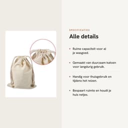 Dailygoods- Waszak Grote Capaciteit - Katoenen Waszak - Huishoudelijke Opslagzak - Reizen - Ecologisch Katoen - Sluiting met Koord - Opbergtas — thumbnail 4