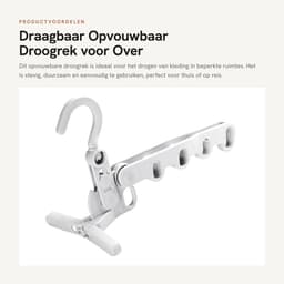 Dailygoods- Droogrek Stevig - Opvouwbaar - Draagbaar - 5 Ophanggaten - Voor Over de Deur - Duurzaam Kunststof - Kledingrek — thumbnail 4
