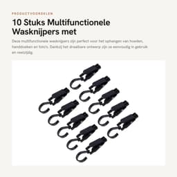 Dailygoods- Wasknijpers 10 Stuks - Multifunctioneel Ontwerp - Draaibaar - Antislip - Klemkracht - Voor Kleding en Hoeden - Ophangclips — thumbnail 5