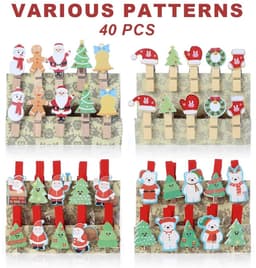 Dailygoods- Knijpers Hout 40 Stuks - Decoratieve Sierklemmen - Kerstmis - Mini Knijpertjes - Duurzaam - Jute Koord - Decoratieve Clips — thumbnail 4