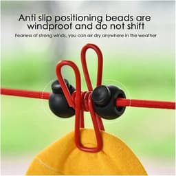 Waslijn met Clips - Drogere Lijn - Buiten Kleding Drogen - Winddicht Elastisch - Tot 3.7 Meter - Rood — thumbnail 2