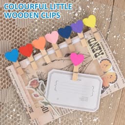 Houten Hart Clips - Kleine Was Knijpers - Foto's Ophangen - Met Metalen Spring - 100 Stuks - Multicolour — thumbnail 4