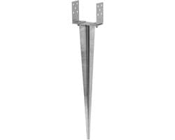 Paalanker Staal - Grondanker Hekpaal - Terras Maken - Warm Verzinkt - 750 mm - Zilver