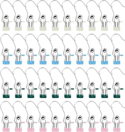 Wasknijpers RVS - Kledingclips Metalen - Kleding Droge - Zachte Bekleding - 10.5x2.3cm - Multicolor — thumbnail 1