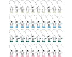 Wasknijpers RVS - Kledingclips Metalen - Kleding Droge - Zachte Bekleding - 10.5x2.3cm - Multicolor
