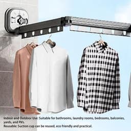 Dailygoody - Wandgemonteerd Droogrek - Ruimtebesparend - Zilverkleurig - Intrekbare Droger - Geschikt voor Kleding - Opvouwbaar voor Balkonwasgoed — thumbnail 4