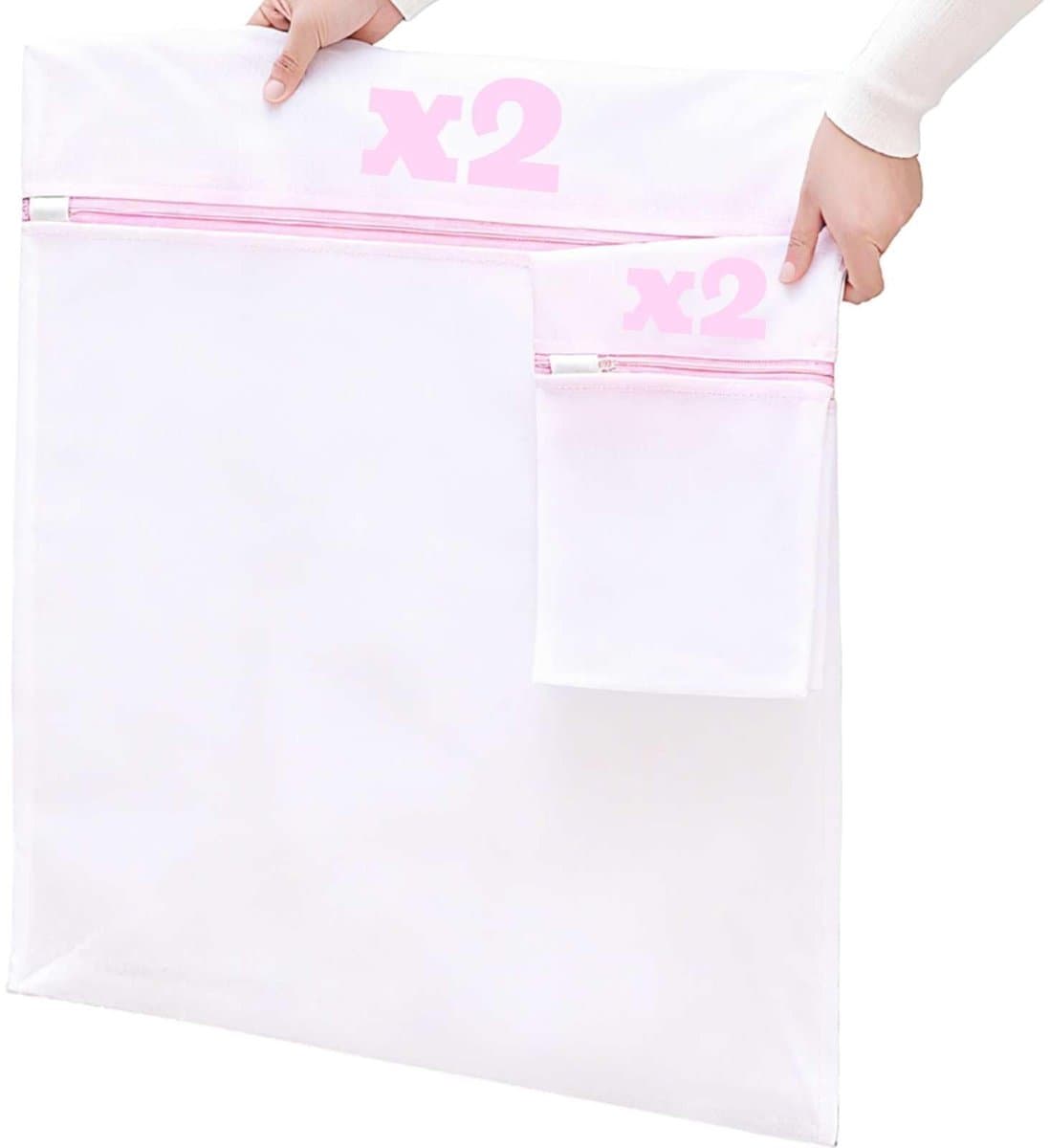 Dailygoody - Set van 4 extra grote wasnetten - Waszakken voor kleding - Ideaal voor truien en jassen - Wit mesh - Voorkomt klitten - Geschikt voor all... — afbeelding 1