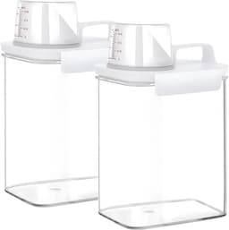 Twee luchtdichte dispensers voor wasmiddel, een opbergdoos voor wasmiddel van 1800 ml met maatbeker, een multifunctionele doos voor wasmiddel, een opbergdoos voor waspoeder, een dispenser voor waspoeder, geschikt voor waspoeder en wasparfum. — thumbnail 1