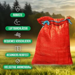 Raschelzakken - Netzakken - Oogst Opslag - Ademend Materiaal - 100 stuks 42x60cm - Rood — thumbnail 5