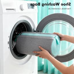 2-in-1 Schoenwaszak voor de Wasmachine, Herbruikbare Waszak voor Schoenen met Rits en 360° Reiniging, Ideaal voor Sneakers en Sportschoenen, Grijs — thumbnail 3