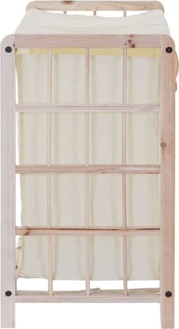 Wasbak MCW-B60, Wasbox wasmand, massief hout 2 vakken 60x60x33cm 68l ~ lichtbruin, deksel crème — thumbnail 3