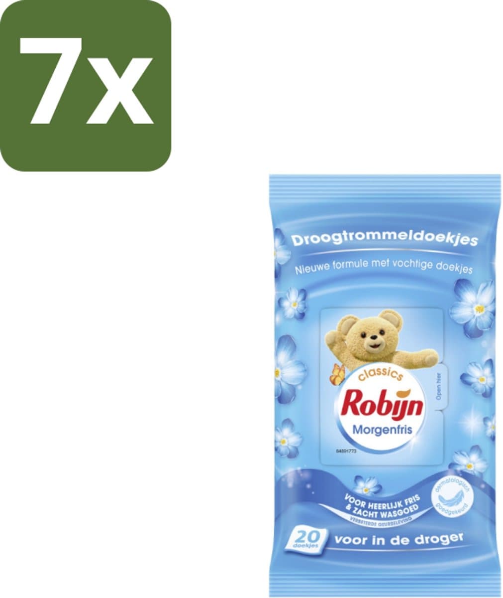 Robijn Droogtrommeldoekjes Morgenfris 20 stuks per verpakking - Bulkverpakking - 7 stuks — afbeelding 1