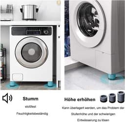Antislip Trillingsdempers voor Wasmachines en Droger - 4 Stuks, Geluidsisolatie Matten, Grijs — thumbnail 5