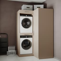 Wasophoogte® Wasmachine Kast London - Wasmachine verhoger - Wasmachine ombouw - 700(D)*1365(B)*2110(H) mm - Taupe — thumbnail 3