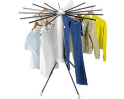 MKSS® Droogmolen met Voet voor Camping & Thuis - Wasrek Staand - Droogrek Inklapbaar - Zwart