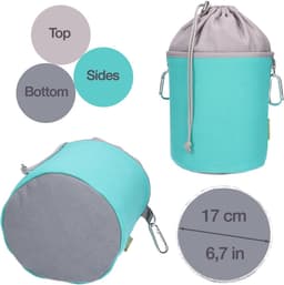 Wasknijpers met zak - Kledingklemmen set - Kleding drogen - Roestvrij staal veren - 48 stuks - Turquoise grijs — thumbnail 2