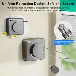 Intrekbare Waslijn RVS 4.2M voor Binnen en Buiten met Anti-Doorzak Mechanisme — thumbnail 5