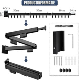 SCH® Wanddroogrek Inklapbaar - Wanddroogrek - Zwart - ‎120cm x 3cm x 9cm — thumbnail 5