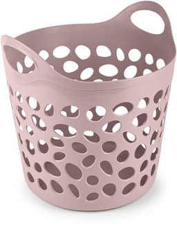 Plasticforte Flexibele wasmand/opbergmand - rond - roze - 35 liter - D40 x H39 cm — thumbnail 1
