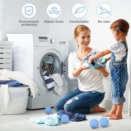 Washing Machine Dryer Ball - 6 Pack Reusable Laundry Balls - Tumble Dryer Clean Soften Clothes - Time Saving Cleaning Accessories - Blue — thumbnail 2