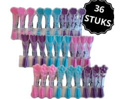 Wasknijpers 36 Stuks - Kunststof Zomer Wasknijpers - Plastic Knijpers - Wasrek Knijpers 10 Kg - 3 Kleuren