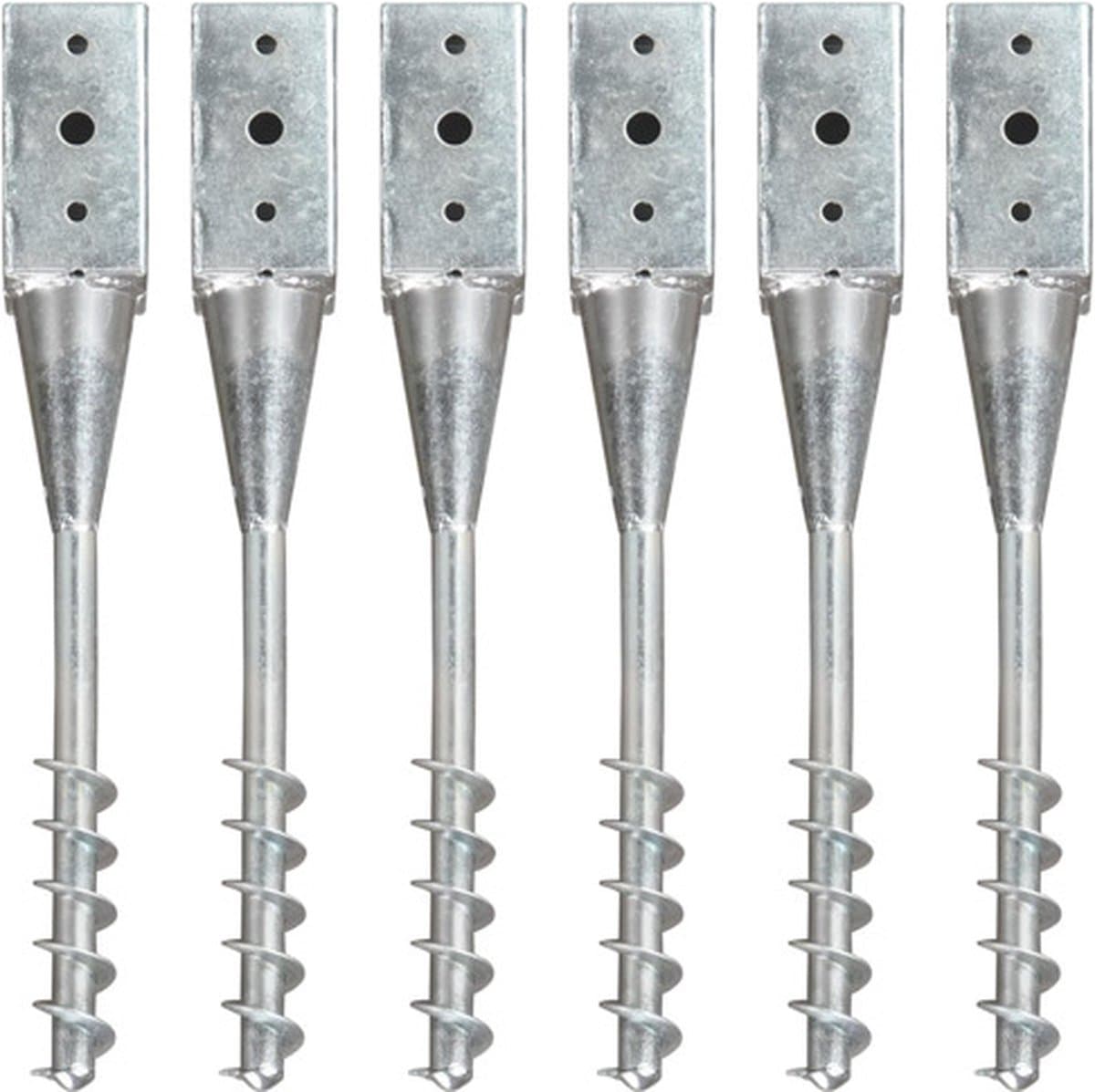 vidaXL - Grondpinnen - 6 - st - 7x7x56 - cm - gegalvaniseerd - staal - zilverkleurig — afbeelding 1