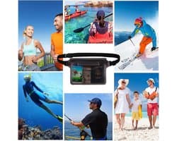 3-delige waterdichte tas, waterdichte heuptas met verstelbare riem, waterdichte telefoonhoes voor zwemmen, bootuitstapjes, heuptas voor wateractiviteiten - zwart