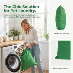 Waszak voor dierenharen met YKK-ritssluiting, extra grote beschermende waszak van polyester, groen, 60 x 70 cm — thumbnail 2