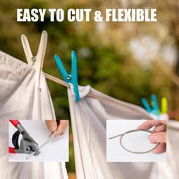 Waslijn extra sterk met stalen kern en kunststof ommanteling, 30 m, scheurvaste waslijn, 120 kg draagvermogen, flexibel wastouw, robuust, roestbestendig, voor buiten, tuin, camping — thumbnail 3