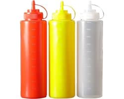 Knijpfles - Rood - 1000 ml - Voedselveilig PE-Materiaal - Voor Sauzen en Condimenten