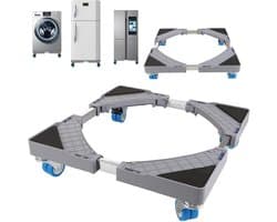 Wasmachine onderstel Wasmachine onderkast met 4 rollen Verstelbaar wasmachine voetstuk onderstel Wasmachinekast voor droger en wasmachine (Lengte 43-67cm)