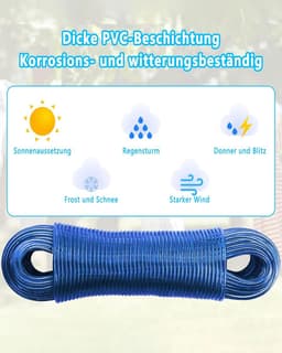 50 m waslijn, stalen kern, voor buiten, zware belasting, extra sterke — thumbnail 3
