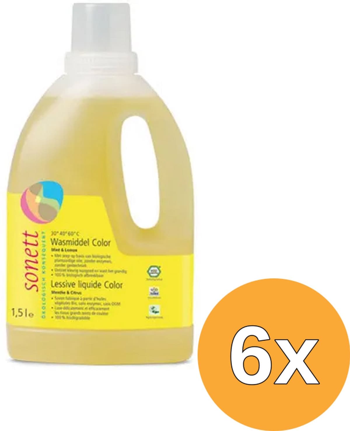 6x Sonett Wasmiddel Vloeibaar Color (1500 ml) — afbeelding 1