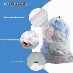Grote Waszakken van Mesh voor Kleding, 70 x 90 cm, Set van 2 met Trekkoord voor Veilig Wassen — thumbnail 4