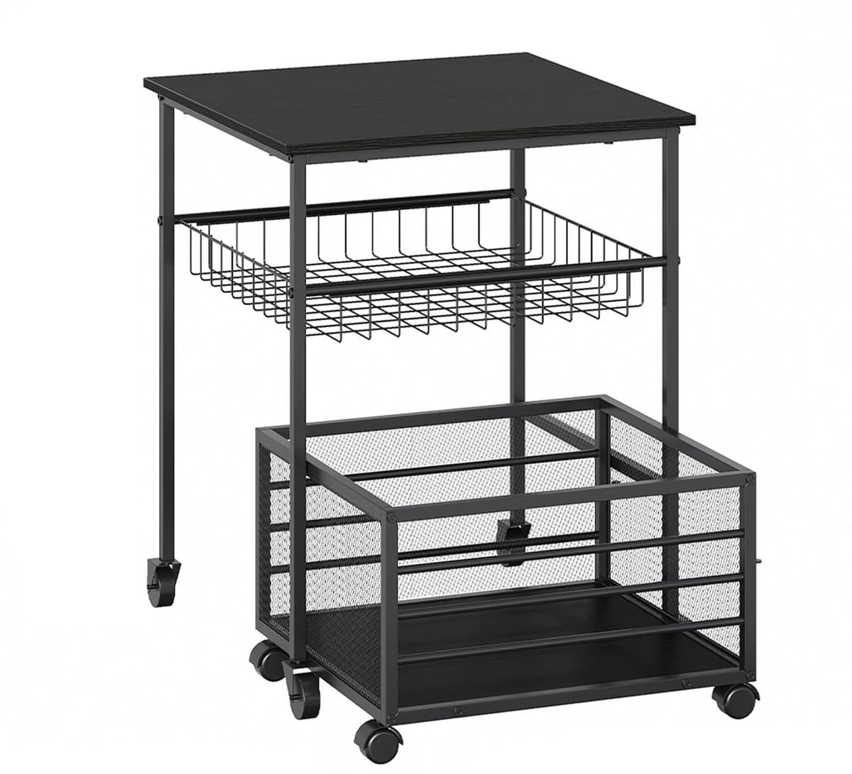 Mini Koelkast Verhoger - Met 2 Opberglades - Draagkracht tot 136 kg - Multifunctioneel Onderstel Zwart — afbeelding 1