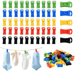 50 Stuks Wasmachine en Droger Sokkenhouders - Multikleur met Opbergtas — thumbnail 1