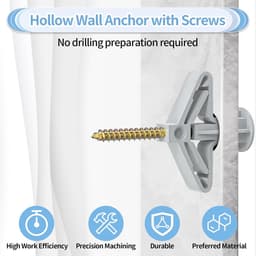50 Stuks Gipsplaten Anker Gipsvezelplaten, Gipsplaatpluggen voor Holle Ruimte met Schroeven, Uitbreiding Gipsplaat Anker Kit voor Gipsvezelplaten Baksteen Beton — thumbnail 3