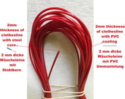 Waslijn 2 mm extra sterk met stalen kern en pvc-ommanteling, perfect voor huis, tuin, camping (rood, 2000 cm) — thumbnail 4