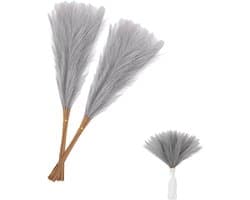 20 stuks pampasgras, 55 cm, kunstdroogbloemen, pampasgras, modern, woondecoratie, boeket, vaas, voor bruiloft, kantoor, slaapkamer, woonkamer (grijs)